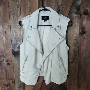 H&M Off White Imitation Leather Vest Size 6 Womens